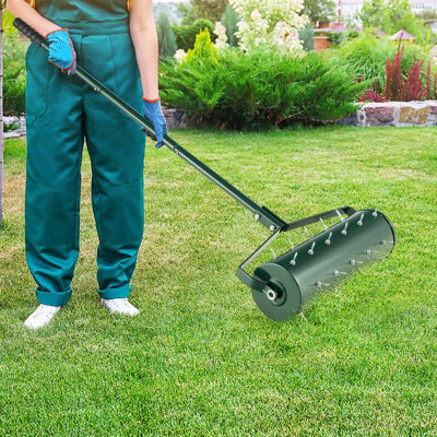 Costway 53cm Manual Lawn Aerator Garden Heavy Duty Rolling Aerator Lawn Tool - 9