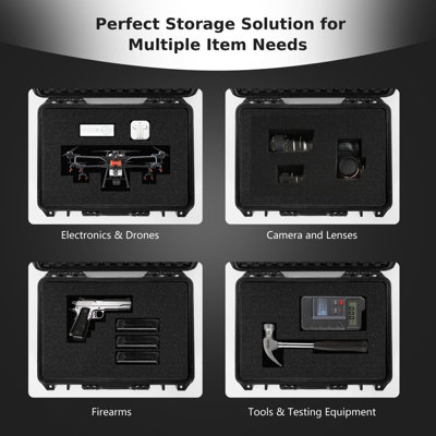 Costway 56 x 44 x 22 cm Waterproof Hard Case Flight Storage Secure Box ...