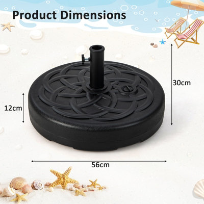 Costway 56cm Patio Fillable Umbrella Base Stand Water/Sand Fit Pole 38 & 48 mm