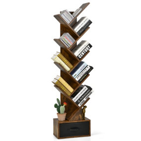Costway 59 inch Tree Bookshelf Free-standing Bookcase with 10 Shelves