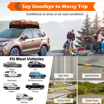 Costway 595L Large Car Roof Top Rack Storage Bag Car Travel Luggage Carrier - 3