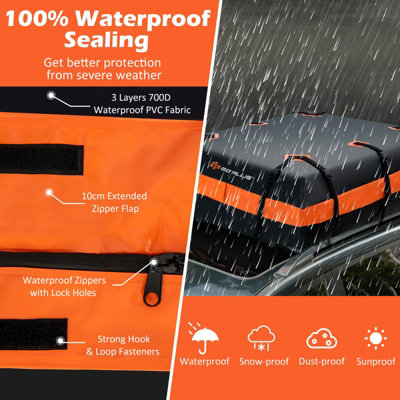 Costway 595L Large Car Roof Top Rack Storage Bag Car Travel Luggage Carrier - 6