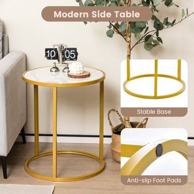 Round C Shaped End Table, Round Side Table, Gold Snack Side