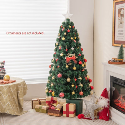 Costway 5FT Artificial Fiber Optics Christmas Tree Xmas Decoration Tree ...