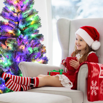 Costway 5FT Illuminated Artificial Christmas Tree W/ LED Lights Auto Open 9 Flash Mode - 5