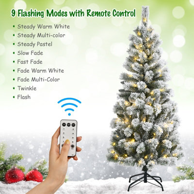 Costway 5FT Illuminated Artificial Christmas Tree W/ LED Lights Auto Open 9 Flash Mode - 8