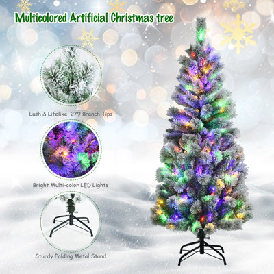 Costway 5FT Illuminated Artificial Christmas Tree W/ LED Lights Auto Open 9 Flash Mode - 9