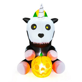 Costway 5ft Inflatable Halloween Unicorn Skeleton Holding Pumpkin Blow up Decoration