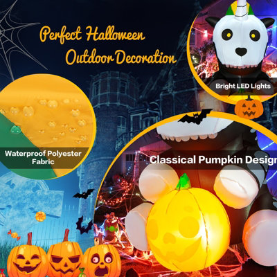 Costway 5ft Inflatable Halloween Unicorn Skeleton Holding Pumpkin Blow up Decoration