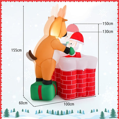 Costway 5FT Inflatable Liftable Santa Claus Climb Chimney Reindeer Christmas Decoration