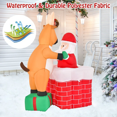 Costway 5FT Inflatable Liftable Santa Claus Climb Chimney Reindeer Christmas Decoration - 5