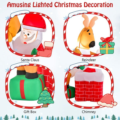 Costway 5FT Inflatable Liftable Santa Claus Climb Chimney Reindeer Christmas Decoration - 6