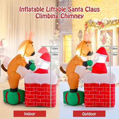Costway 5FT Inflatable Liftable Santa Claus Climb Chimney Reindeer Christmas Decoration - 8