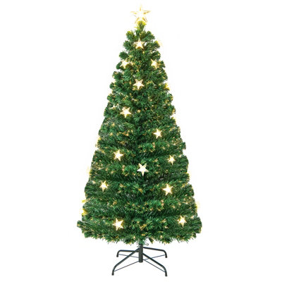 Costway 5FT Pre-Lit Artificial Christmas Tree Fiber Optics Xmas Tree 8 Lighting Modes