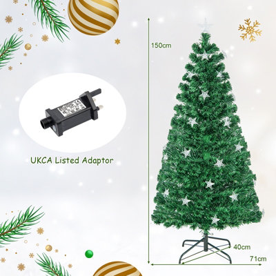 Costway 5FT Pre-Lit Artificial Christmas Tree Fiber Optics Xmas Tree 8 Lighting Modes