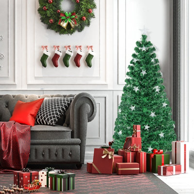 Costway 5FT Pre-Lit Artificial Christmas Tree Fiber Optics Xmas Tree 8 Lighting Modes - 3