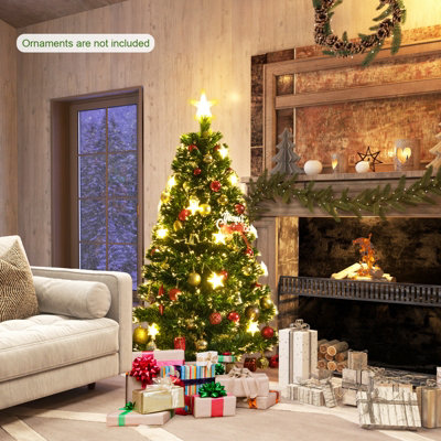 Costway 5FT Pre-Lit Artificial Christmas Tree Fiber Optics Xmas Tree 8 Lighting Modes - 4