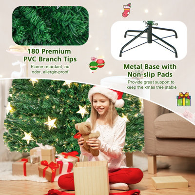 Costway 5FT Pre-Lit Artificial Christmas Tree Fiber Optics Xmas Tree 8 Lighting Modes - 7