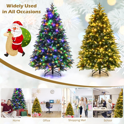 Costway 5FT Pre-Lit Artificial Christmas Tree Snowy Xmas Tree 250 LED 11 Lighting Modes - 6