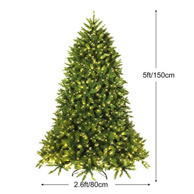 Costway 5FT Pre-Lit Artificial Christmas Tree Xmas Tree 8 Lighting Modes 450 LED Lights