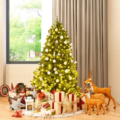 Costway 5FT Pre-Lit Artificial Christmas Tree Xmas Tree 8 Lighting Modes 450 LED Lights - 7