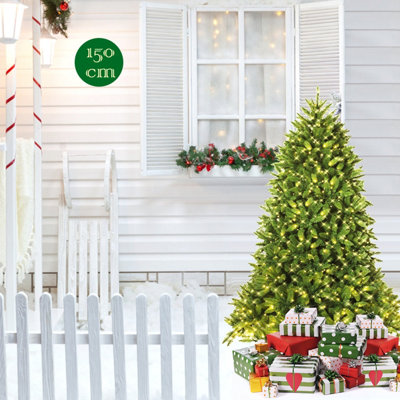 Costway 5FT Pre-Lit Artificial Christmas Tree Xmas Tree 8 Lighting Modes 450 LED Lights - 4