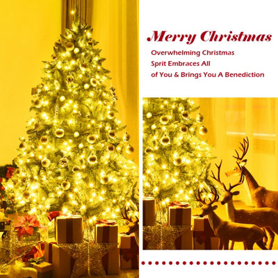 Costway 5FT Pre-Lit Artificial Christmas Tree Xmas Tree 8 Lighting Modes 450 LED Lights - 8