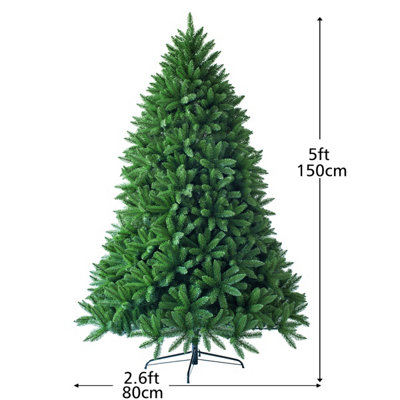 Costway 5FT Premium PVC Hinged Christmas tree Artificial Christmas Tree Metal Stand