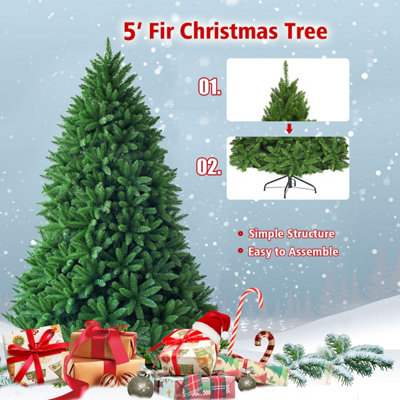 Costway 5FT Premium PVC Hinged Christmas tree Artificial Christmas Tree Metal Stand - 8
