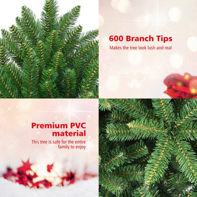 Costway 5FT Premium PVC Hinged Christmas tree Artificial Christmas Tree Metal Stand - 9