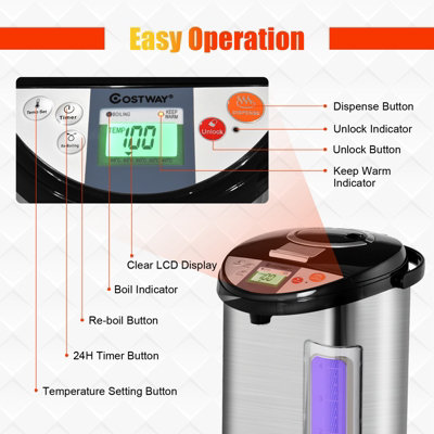 Costway 5L Hot Water Dispense w/ 5 Temperature Settings - 6