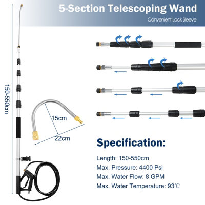 Telescopic Spray Rod Extension For Pressure Washer – 78cm Retractable Wand, Universal Fit
