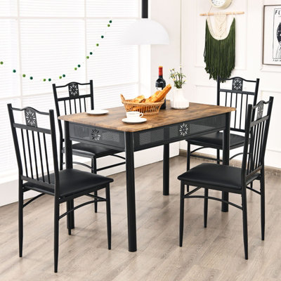 Costway 5PCS Dining Table & Chair Set Breakfast Bar Kitchen Furniture ...