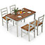 Costway 5PCS Dining Table & Chair Set Solid Wooden Kitchen Furniture Set Space-Saving