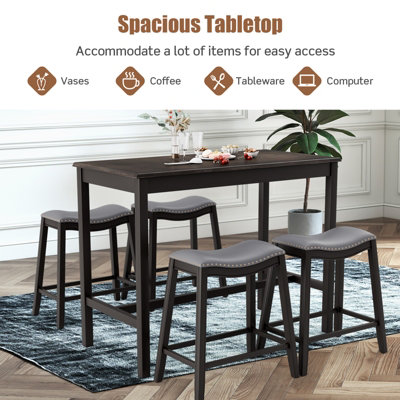 Costway 5PCS Dining Table Set Kitchen Counter Height Table with 4 ...