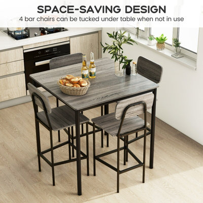 Costway 5PCS Industrial Dining Table Set Kitchen Bar Counter Height ...