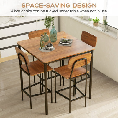 Costway 5PCS Industrial Dining Table Set Kitchen Bar Counter Height ...