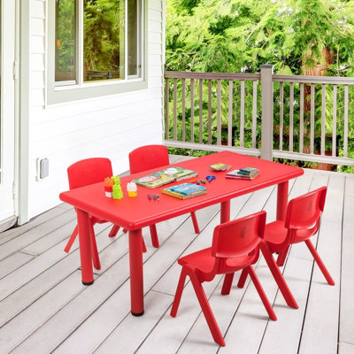 Costway 5PCS Kids Table & Chairs Set Children Activity Table Desk & 4 Stackable Chairs - 4