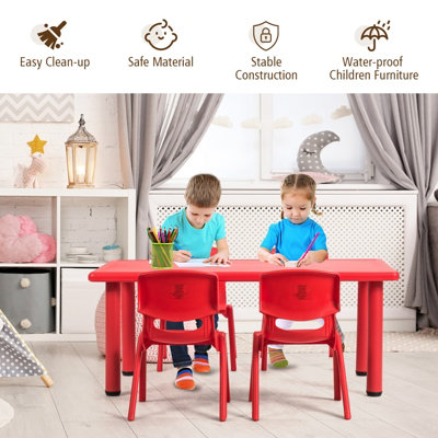 Costway 5PCS Kids Table Chairs Set Children Activity Table Desk 4 Stackable Chairs DIY at B Q