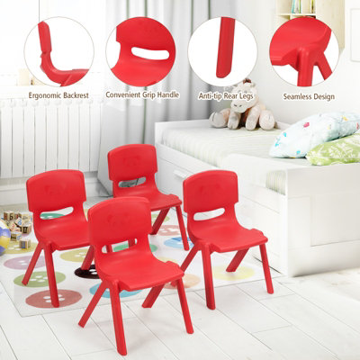 Costway 5PCS Kids Table & Chairs Set Children Activity Table Desk & 4 Stackable Chairs - 7