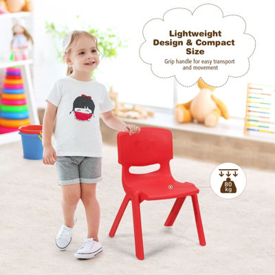 Costway 5PCS Kids Table & Chairs Set Children Activity Table Desk & 4 Stackable Chairs - 9