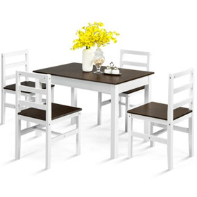 Costway 5PCS Wooden Dining Table & Chair Set Breakfast Kitchen Furniture Dining Room Set
