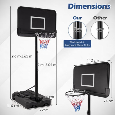 COSTWAY 45 cm / 37 cm basketbalkorf indoor, mini basketbalmand met ring en net, voor deur en wandmontage, basketbalring, basketbal, outdoor, voor kinderen en volwassenen, 45 cm, zwart
