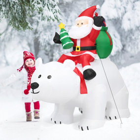 Costway 6.5 FT Inflatable Christmas Santa Riding Polar Bear Xmas Decoration LED Lights