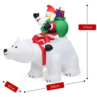 Costway 6.5 FT Inflatable Christmas Santa Riding Polar Bear Xmas Decoration LED Lights - 3