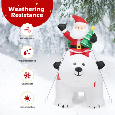 Costway 6.5 FT Inflatable Christmas Santa Riding Polar Bear Xmas Decoration LED Lights - 6