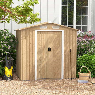 Costway 6.5 x 4.5 FT Outdoor Storage Shed Galvanized Metal Garden Tool House W/ Vents