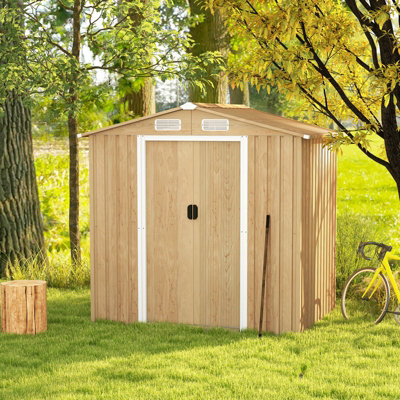 Costway 6.5 x 4.5 FT Outdoor Storage Shed Galvanized Metal Garden Tool House W/ Vents - 3