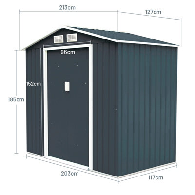 Costway 6.9FT x 4.1FT Outdoor Storage Shed Tool Storage House w/ Sliding Door - 3