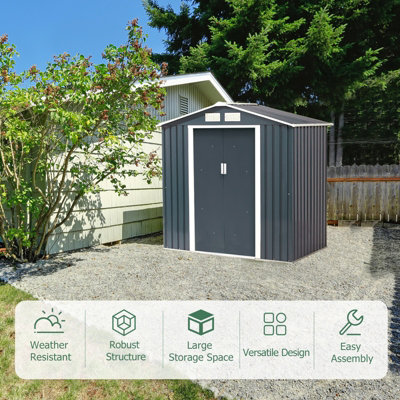 Costway 6.9FT x 4.1FT Outdoor Storage Shed Tool Storage House w/ Sliding Door - 7